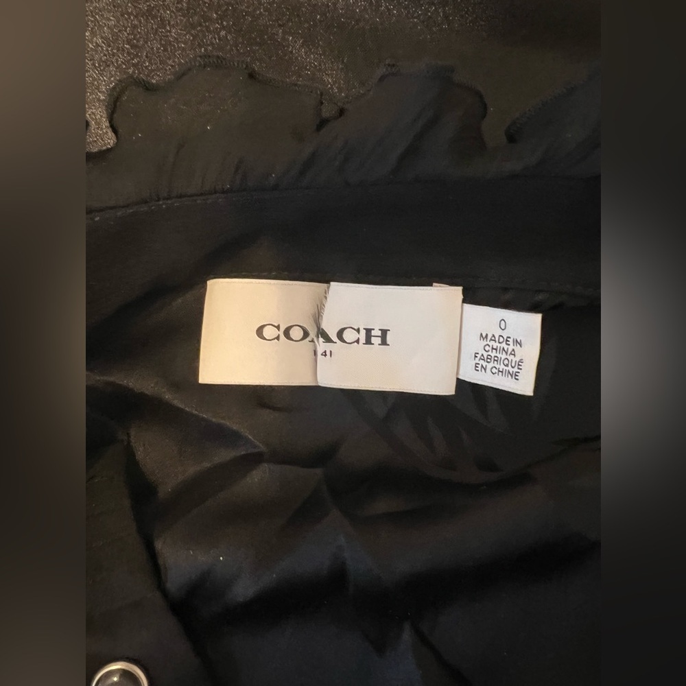 Coach Palm Tree Jacquard Dress Size 0 Black Silk Blend Chiffon - Picture 8 of 9